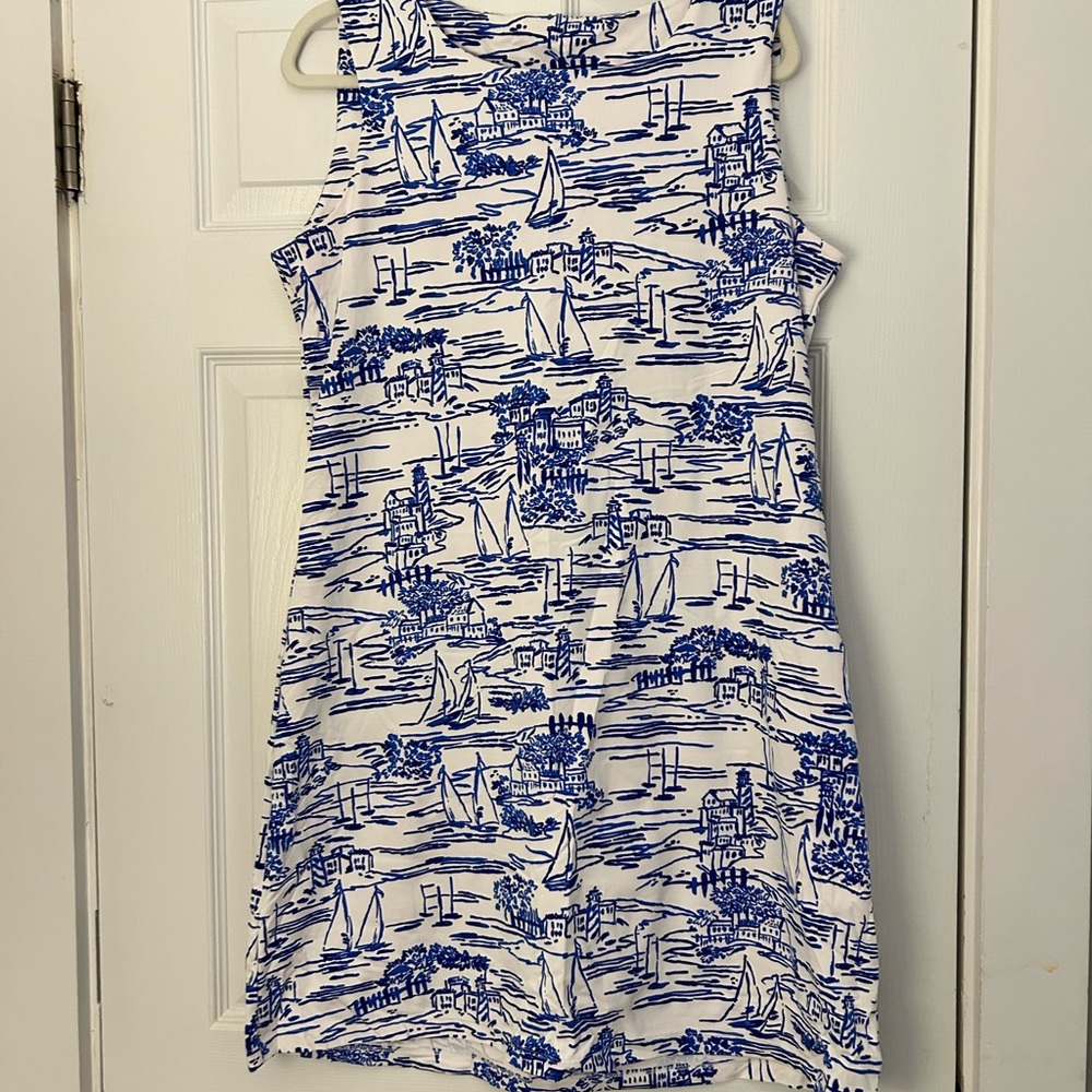 Blue and White Mahi Gold Dress